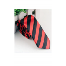 Slim line stropdas zwart rood streep extra smalle das